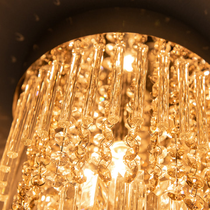 MCL Modern Raindrop Crystal Chandelier, Round Rectangular hanging Ceiling Light, Linear Hanging Lighting with Stainless Steel Base, for Restaurant Kitchen Island Dining Room Hotel, Silver