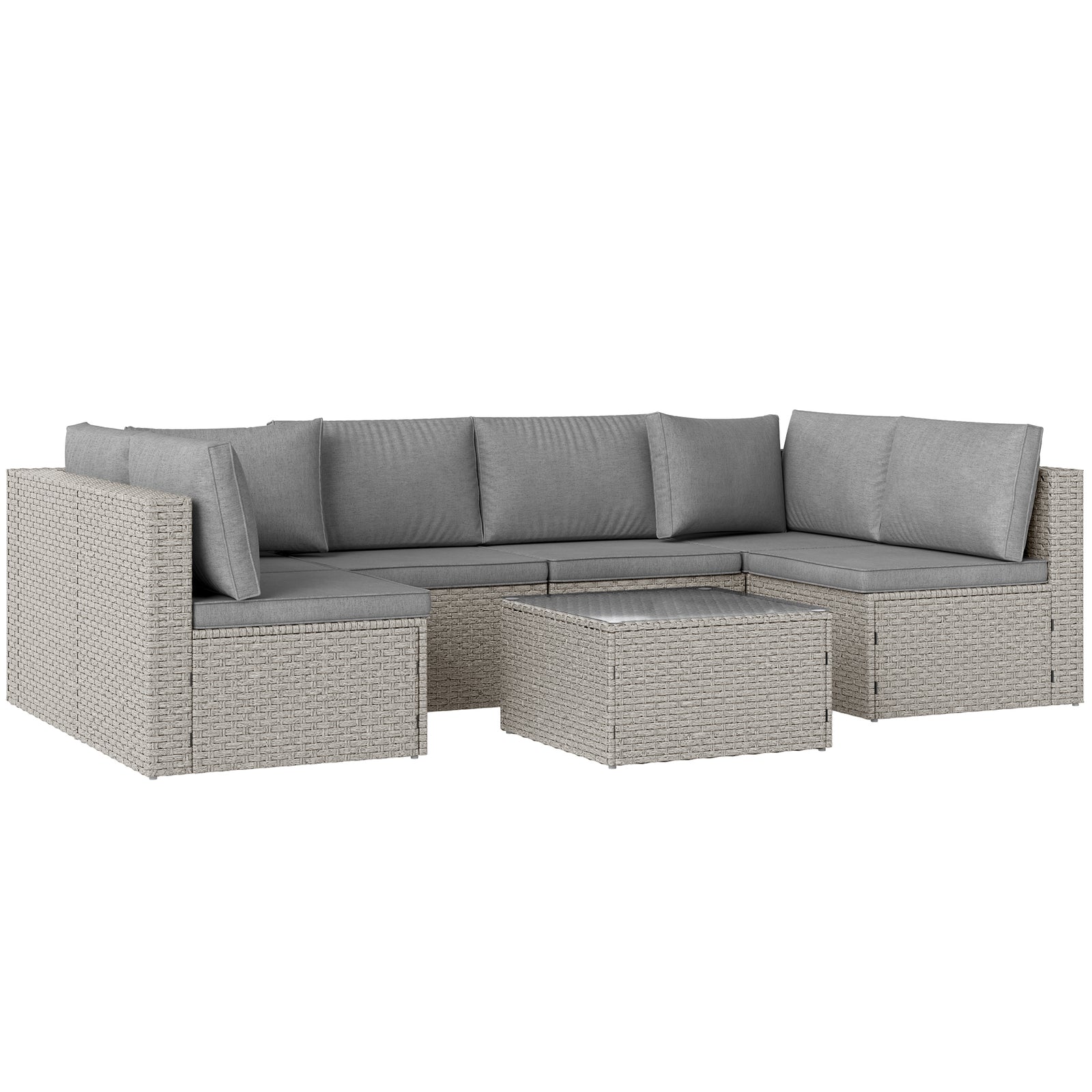 Seven-Piece Modular Rattan Set - Grey