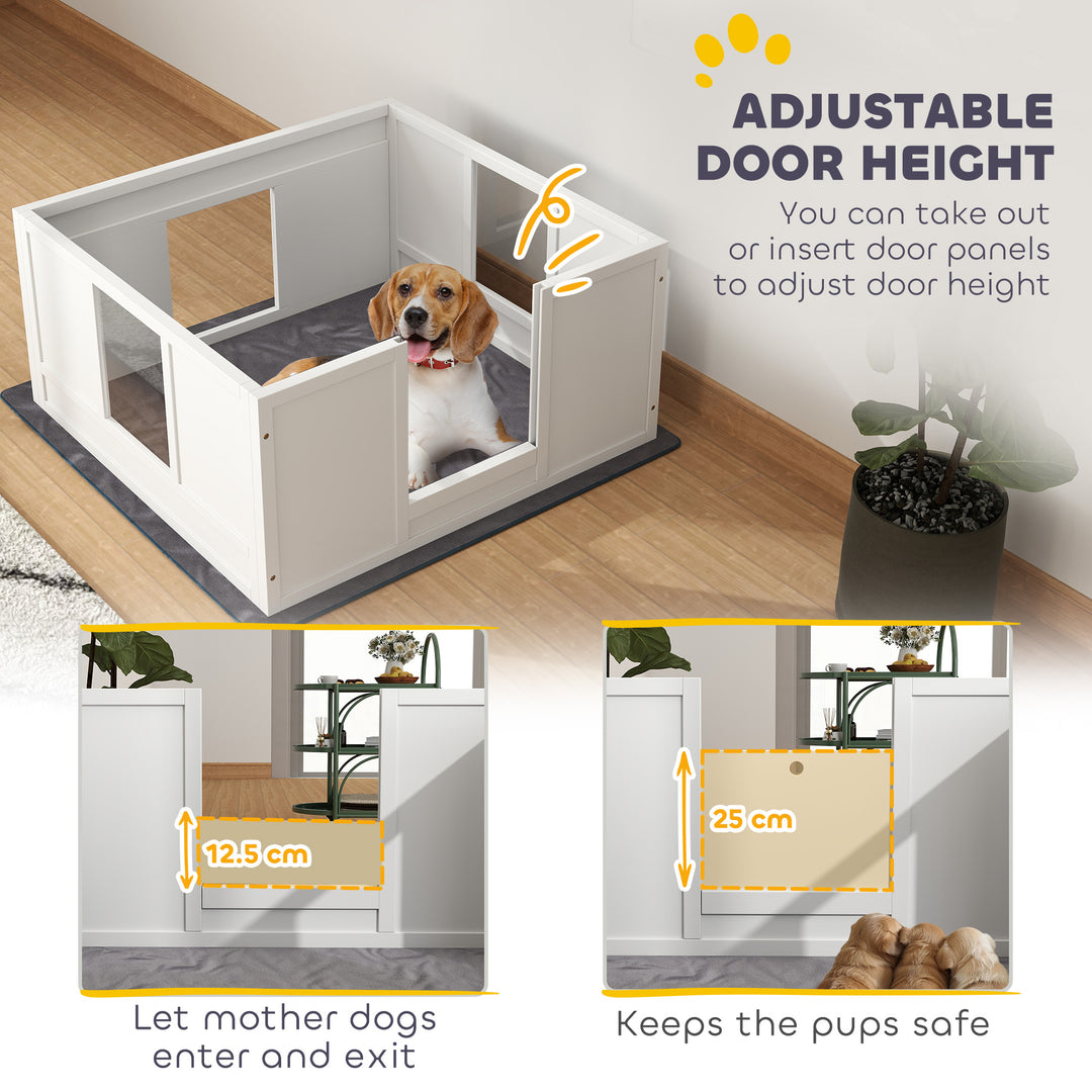 Whelping Box for Dogs with Whelping Pad, Adjustable Entrance, Non-slip Foot Pads, for Medium Dogs, 100 x 96cm