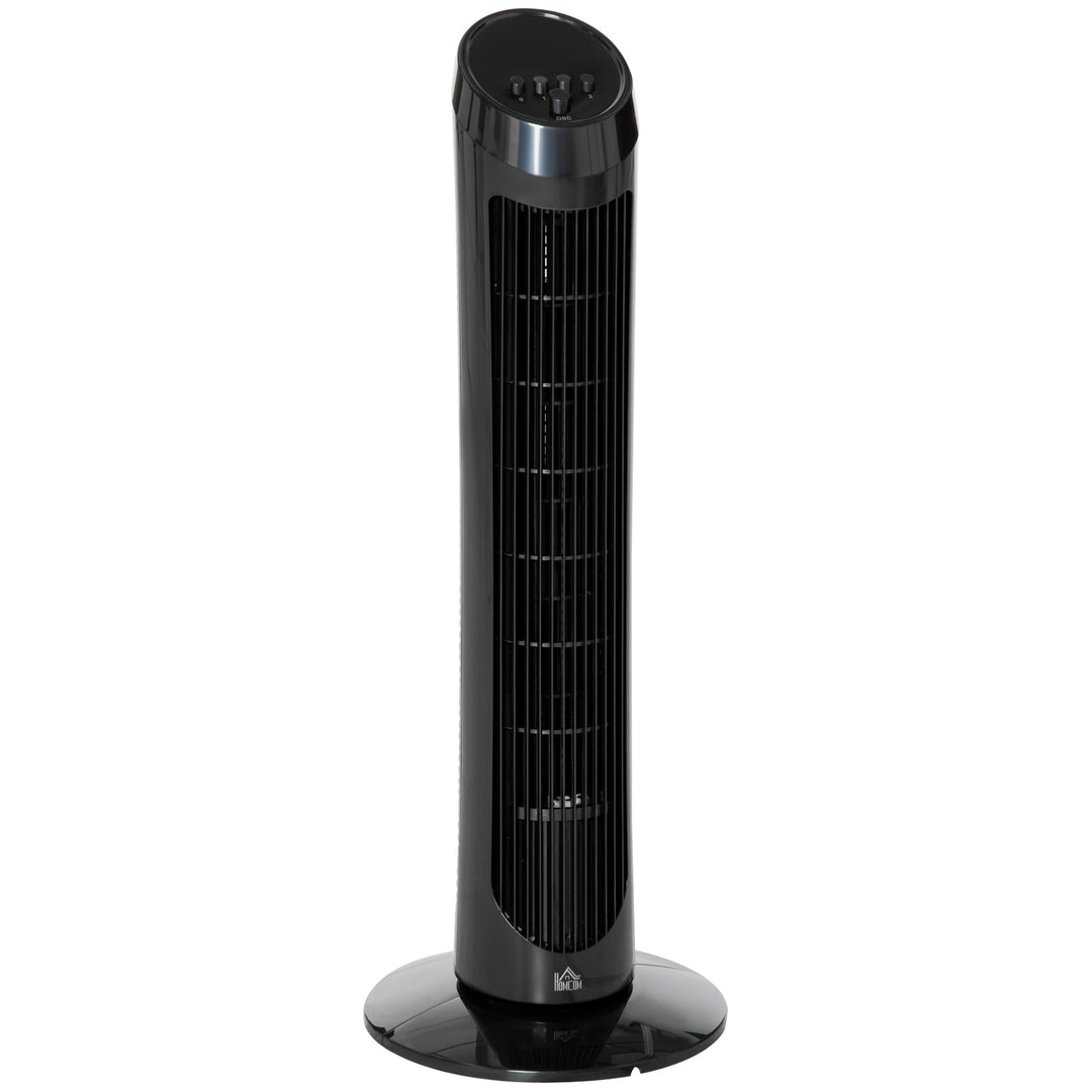 Tower Fan for Bedroom Cooling, 30 Inch Electric 70° Oscillating Fan with 3 Speed Settings, Standing Floor Fan for Home Office Indoor, Black