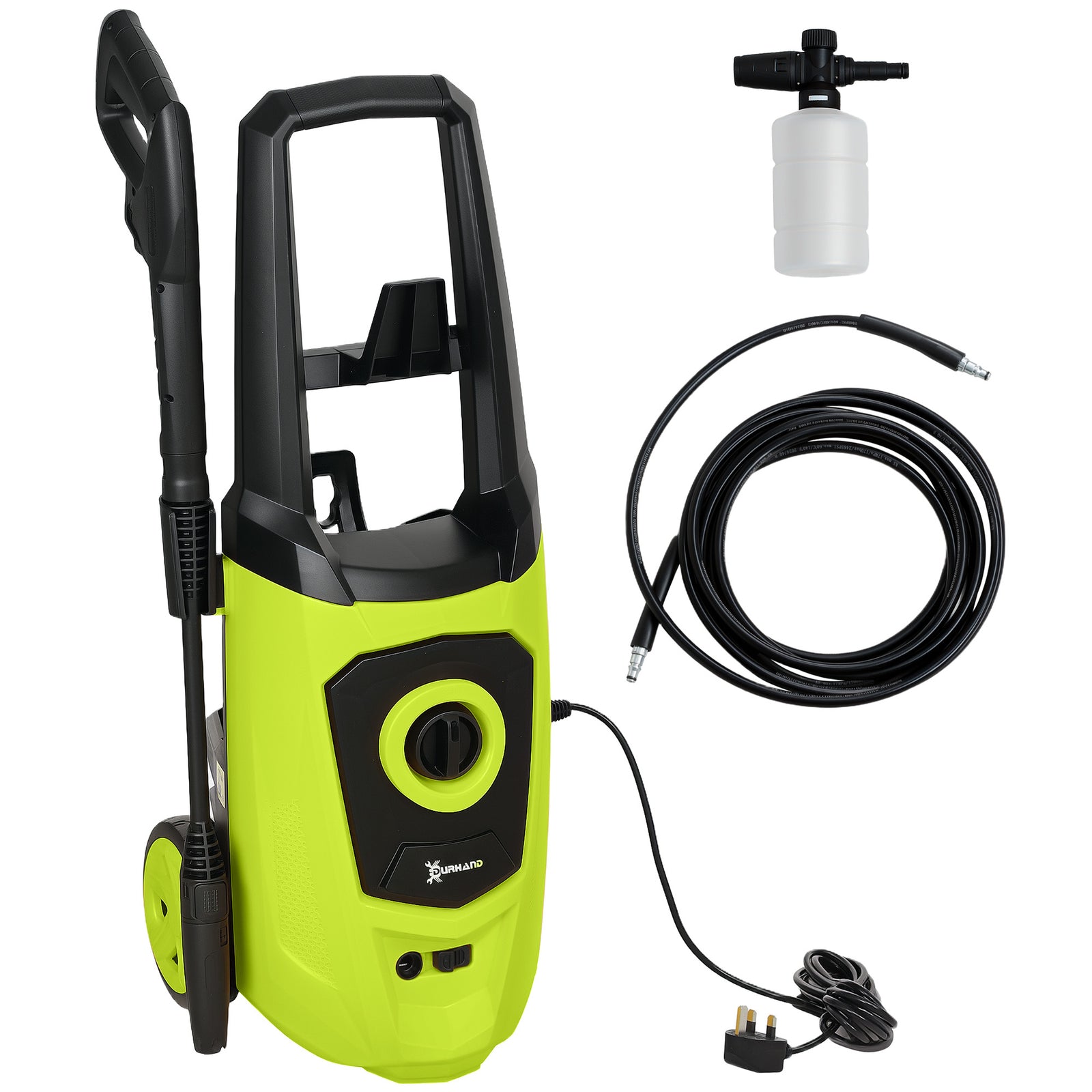 1800W High Pressure Washer, 150 Bar Pressure, 510 L/h Flow, High-Performance Portable Power Washer Jet Wash Cleaner with 6M Hose, Snow Foam Bottle for Garden, Car, Furniture, Green