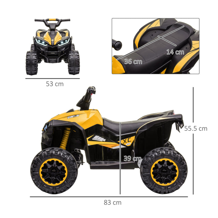 HOMCOM Kids' 12V Electric Quad Bike: Ride-On ATV with Forward/Reverse, Speed Control, Suspension, Horn & Music, Yellow | Aosom UK