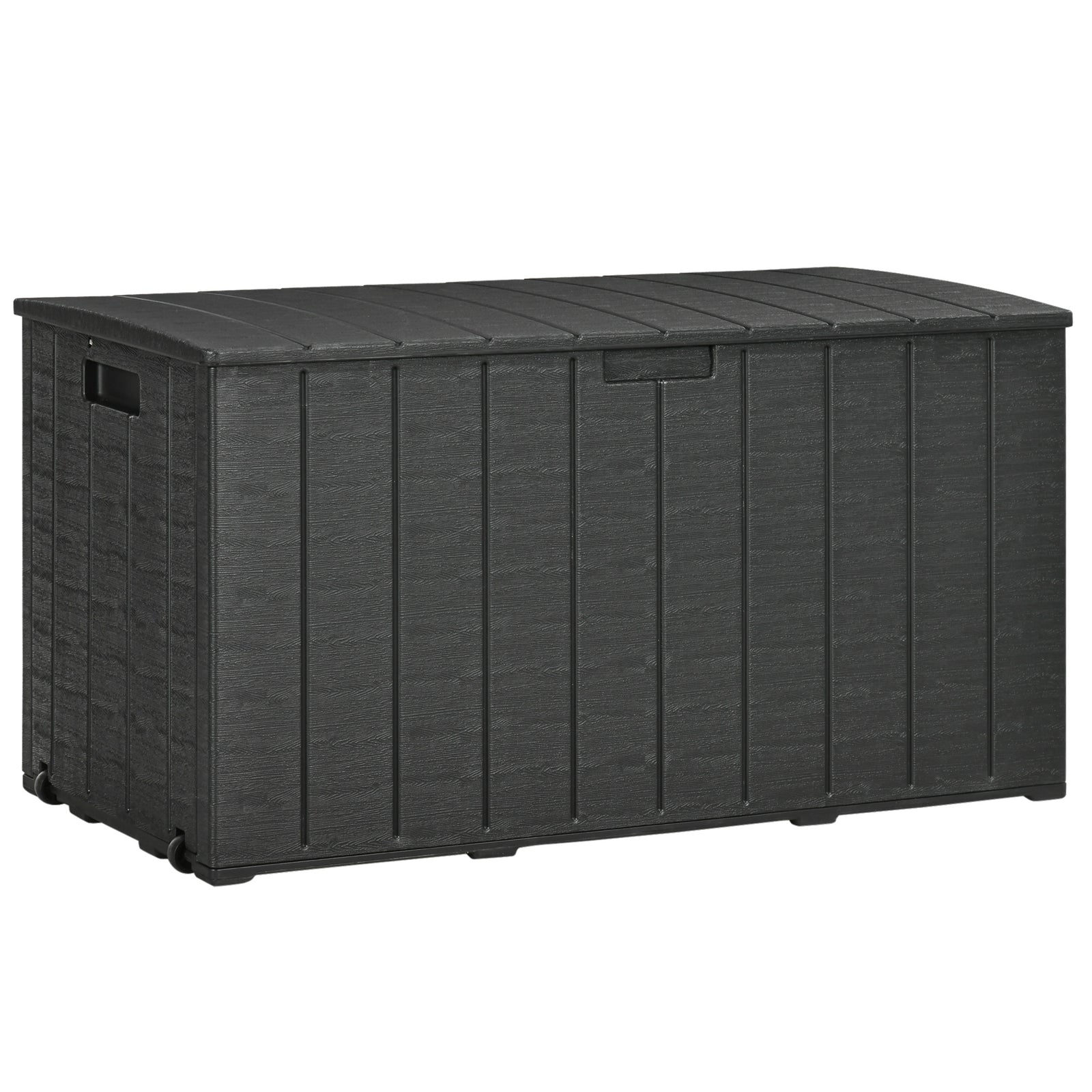 336 Litre Garden Storage Box, Water-resistant Heavy Duty Double Wall Plastic Container, Extra Large Outdoor Garden Furniture Organizer, Deck Cushion Chest with Wheels and Handles, Black