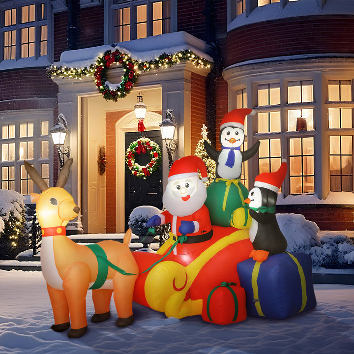 Outsunny 6ft Inflatable Santa Sleigh Decoration, with Accessories