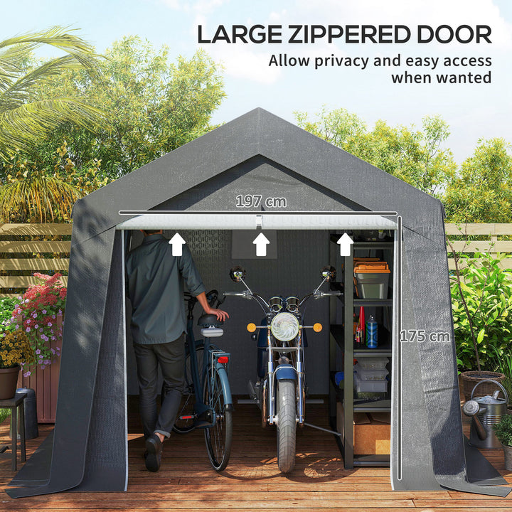 3.6 x 2.1m Portable Outdoor Shed, with Window - Dark Grey