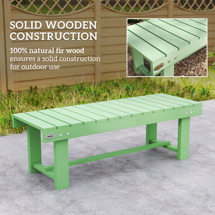 Wooden Garden Bench, Backless Outdoor Loveseat with Slatted Seat, Ligh