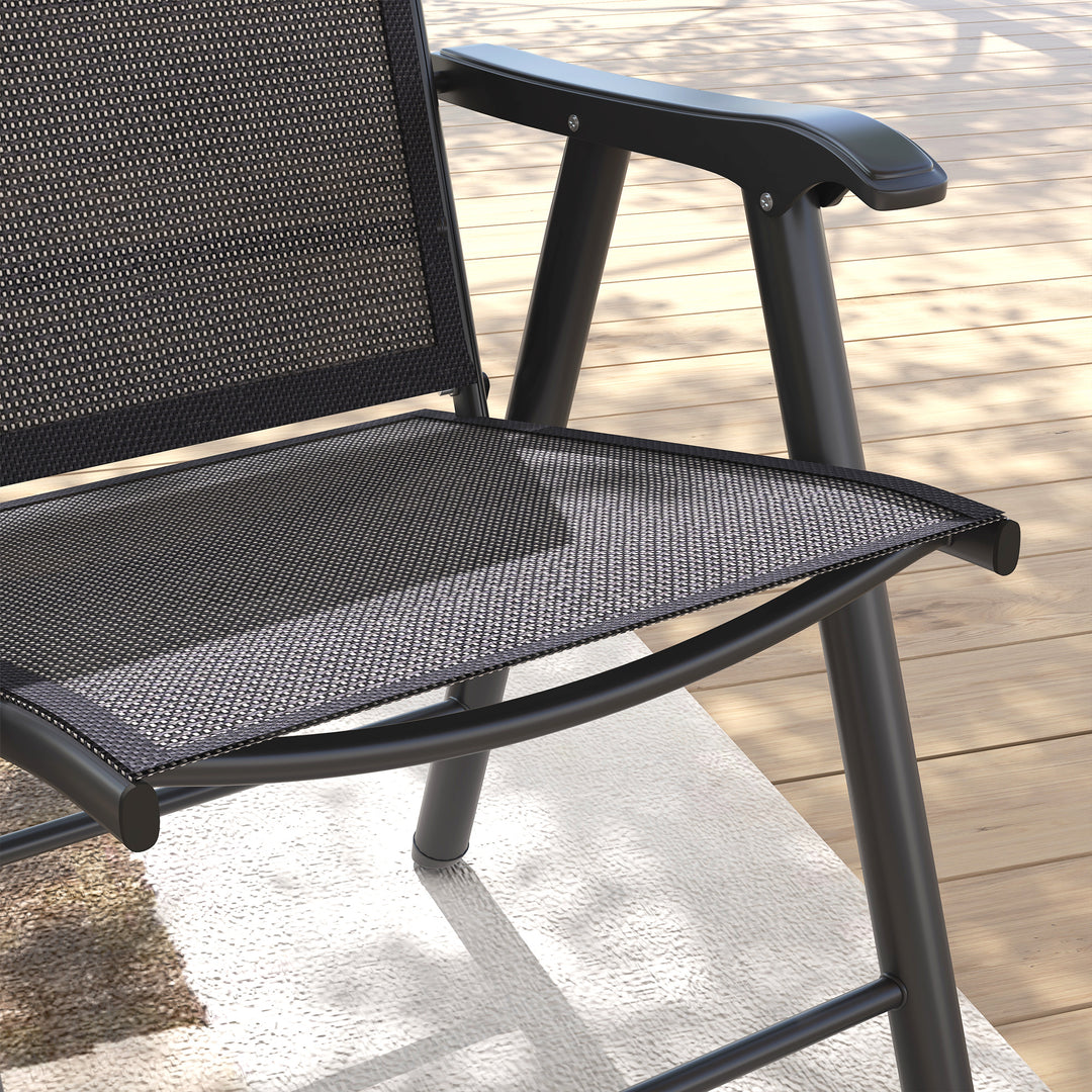 Set of Four Folding Garden Chairs - Charcoal Grey