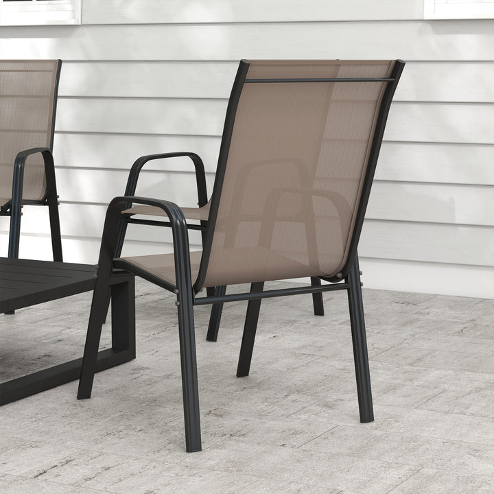 Set of Four Stackable Mesh Seat Chairs - Grey