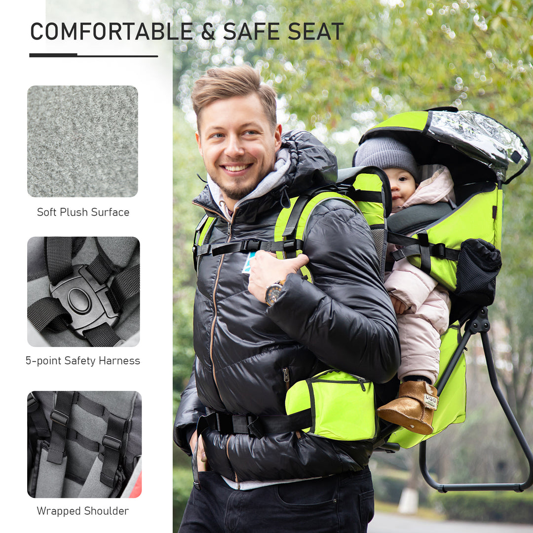 Baby Hiking Backpack Carrier Child Carrier with Ergonomic Hip Seat Detachable Rain Cover Adjustable Straps Stand for Toddler 6 - 36 Months Green
