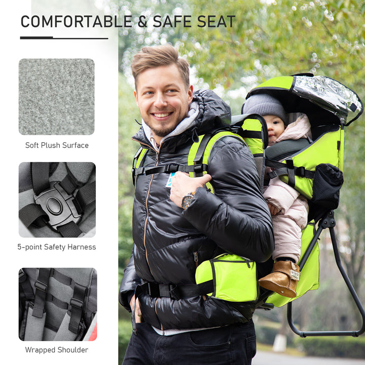 Baby Hiking Backpack Carrier Child Carrier with Ergonomic Hip Seat Detachable Rain Cover Adjustable Straps Stand for Toddler 6 - 36 Months Green