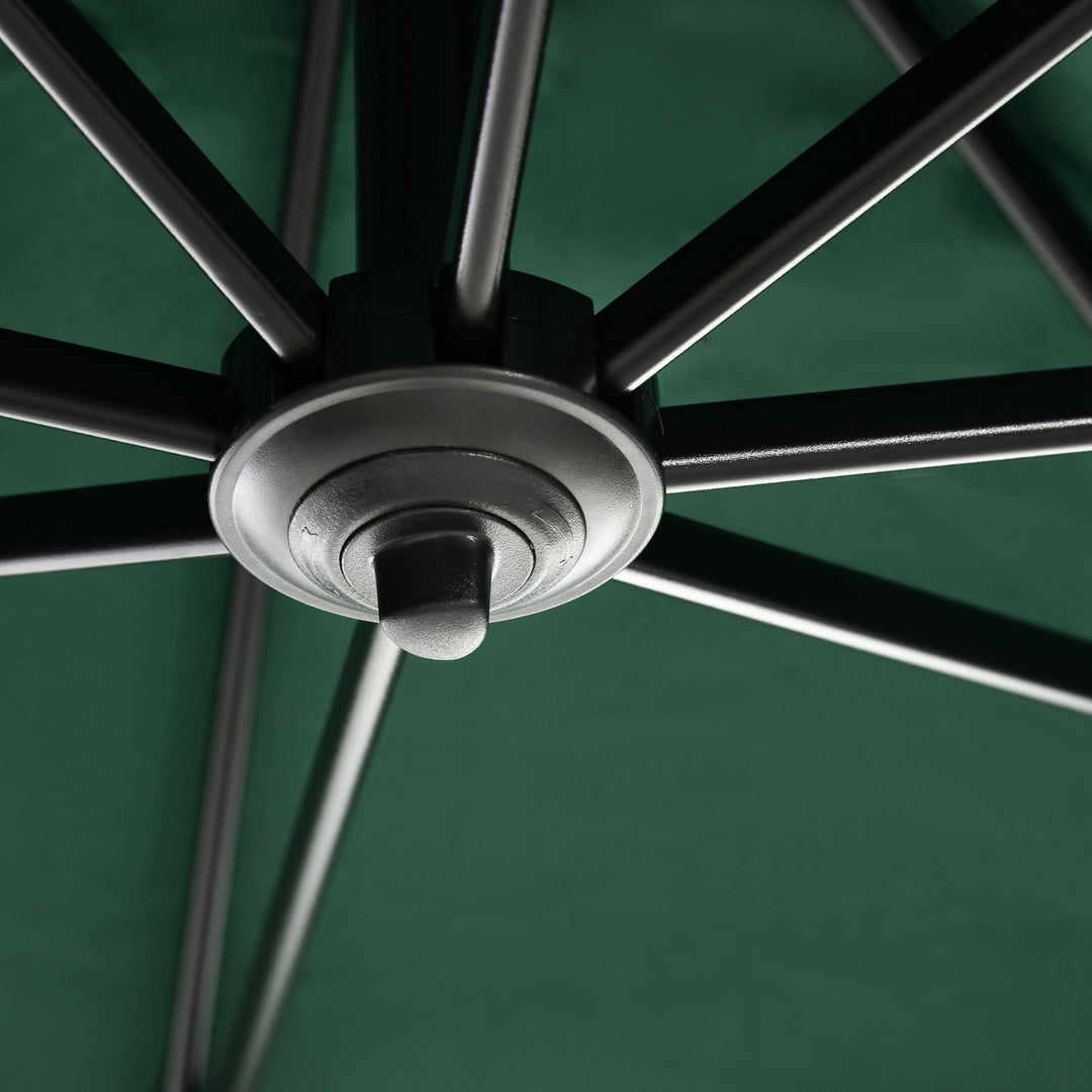 Square Umbrella Parasol W/360° Rotation, 245Lx245Wx248H cm-Green