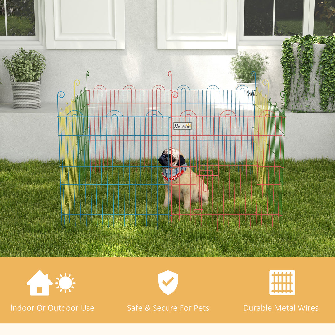 PawHut Pet Playpen Crate, with Eight Panels, Door, for Indoors and Outdoors, 60H x Φ156cm | Aosom UK