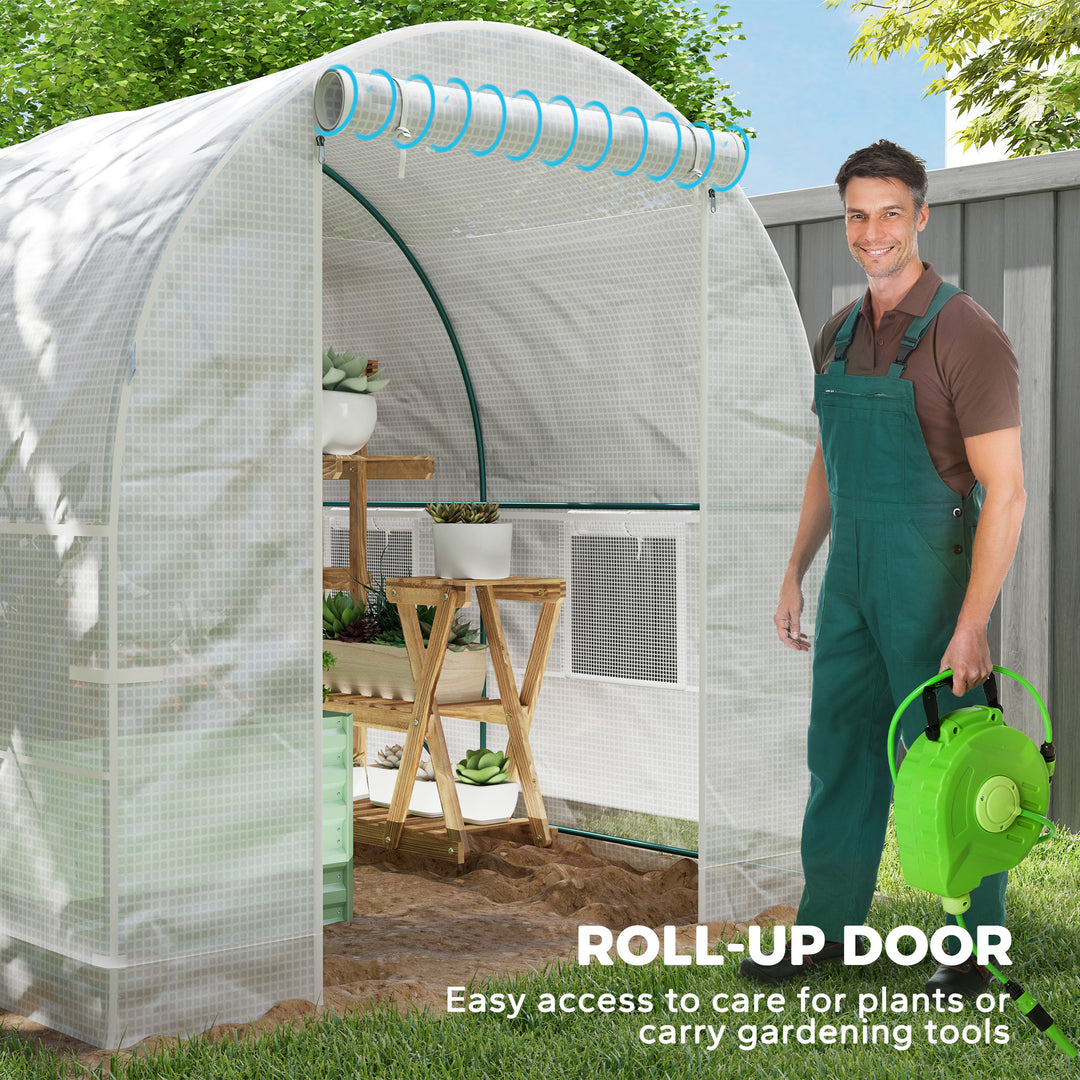 245 x 200cm Polytunnel Greenhouse - White