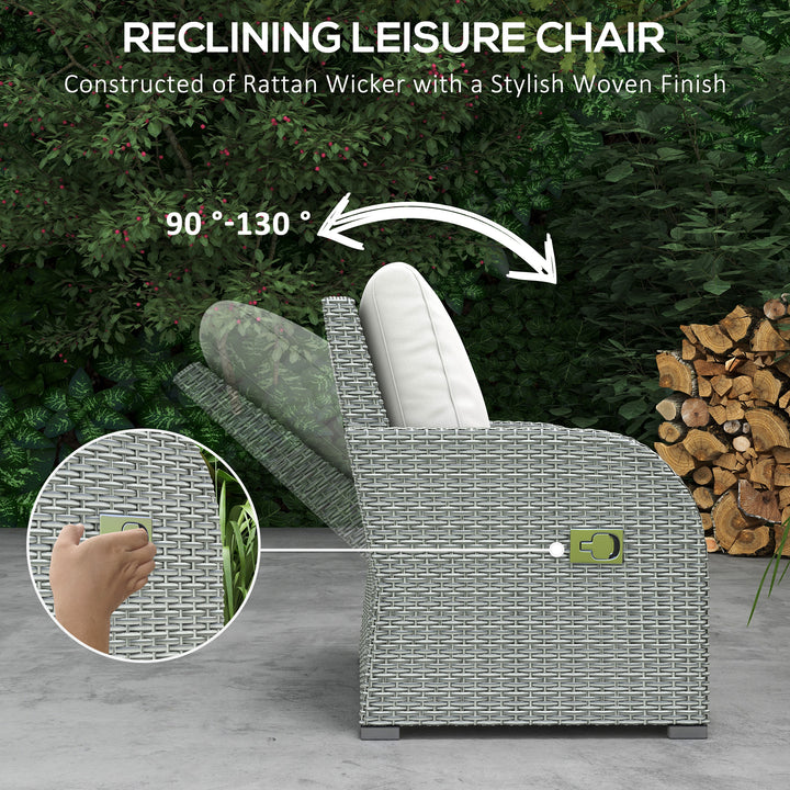 MCL Six-piece Outdoor Rattan Dining Set, Outdoor Sofa Set with Reclining Armchairs and Mental Frame, Grey