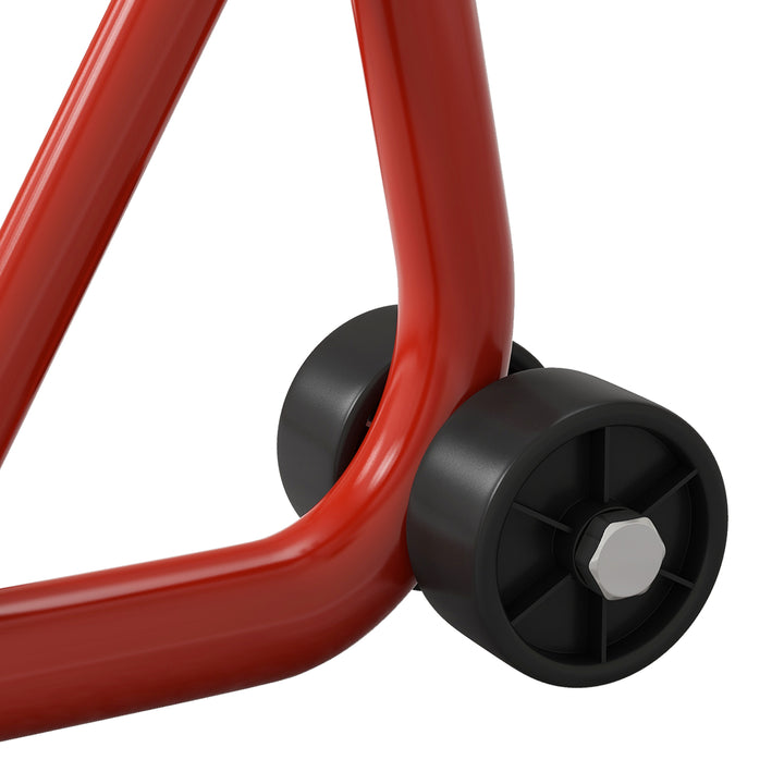 Front Motorcycle Paddock Stand Motorbike Stand with Anti-Slip Mat, U-Shaped and L-Shaped Adapters, 200 kg Capacity, for 18", 17" and 10" Tyre, Red