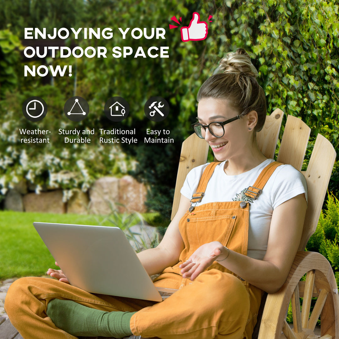 MCL Wooden Adirondack Rocking Chair Reclining Armchair Outdoor Garden Furniture Patio Porch Rocker - Natural