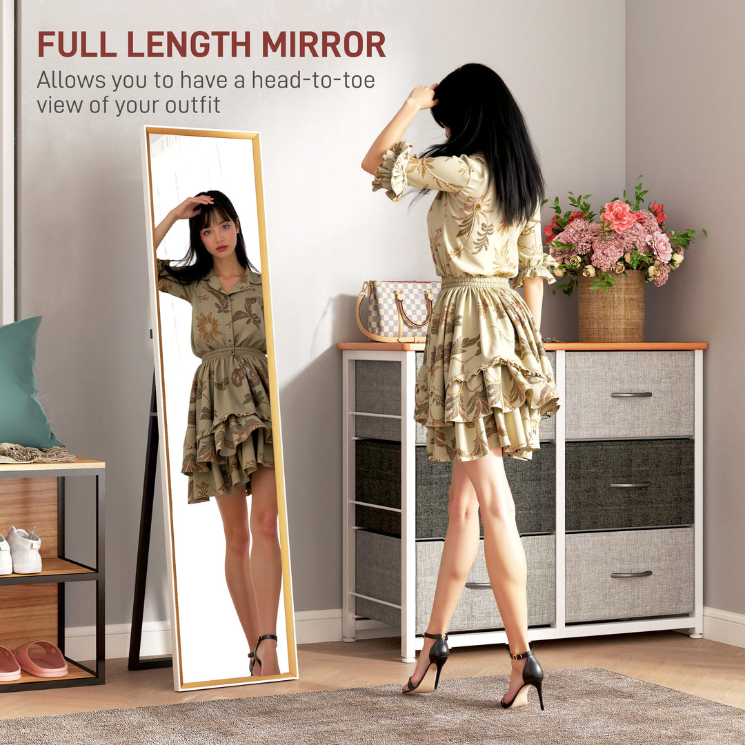 157 x 37cm Elegant Full-Length Mirror - White/Gold-Tone