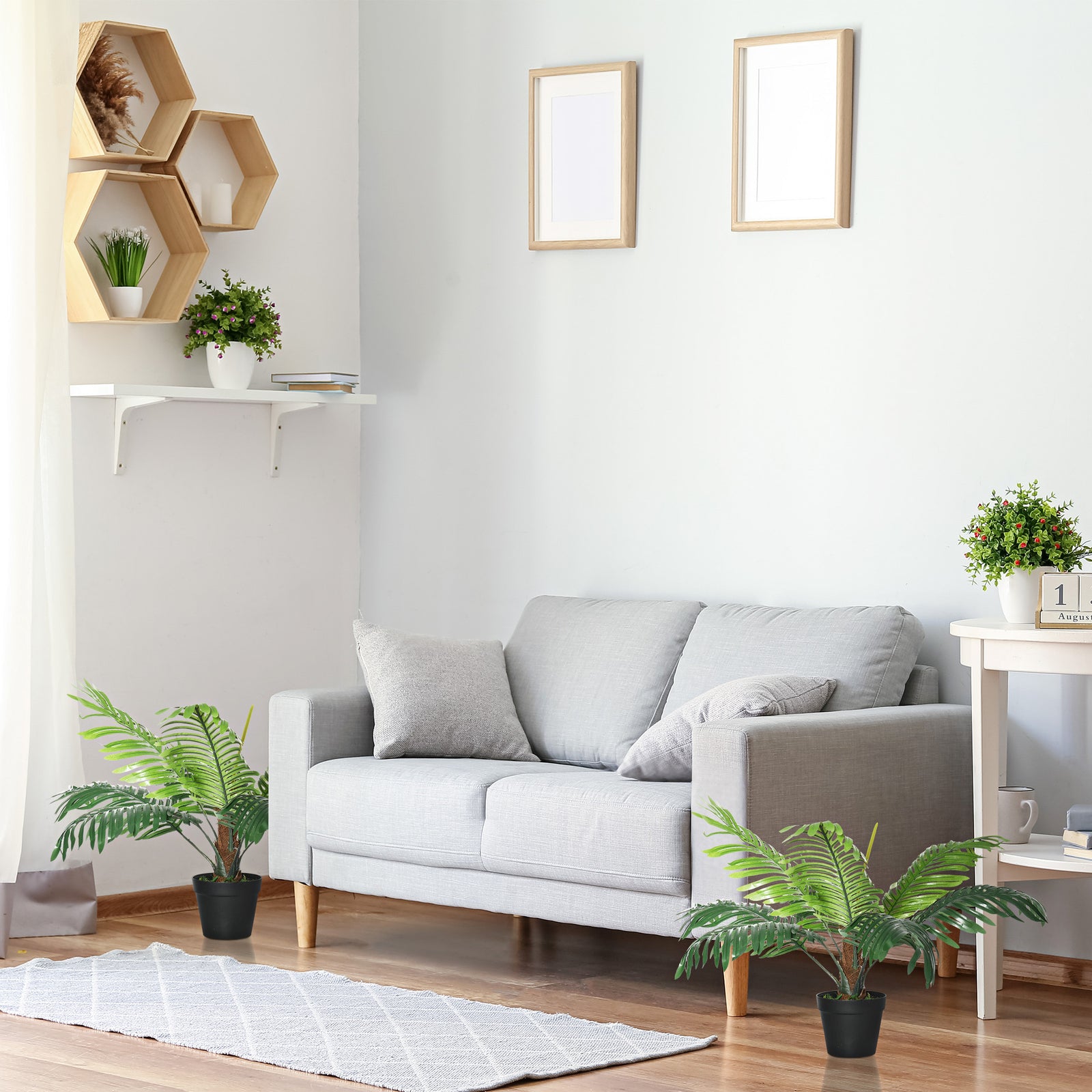 2 Pack 60cm Artificial Palm Tree Decorative Plant with Nursery Pot, Fake Tropical Tree for Indoor Outdoor Décor