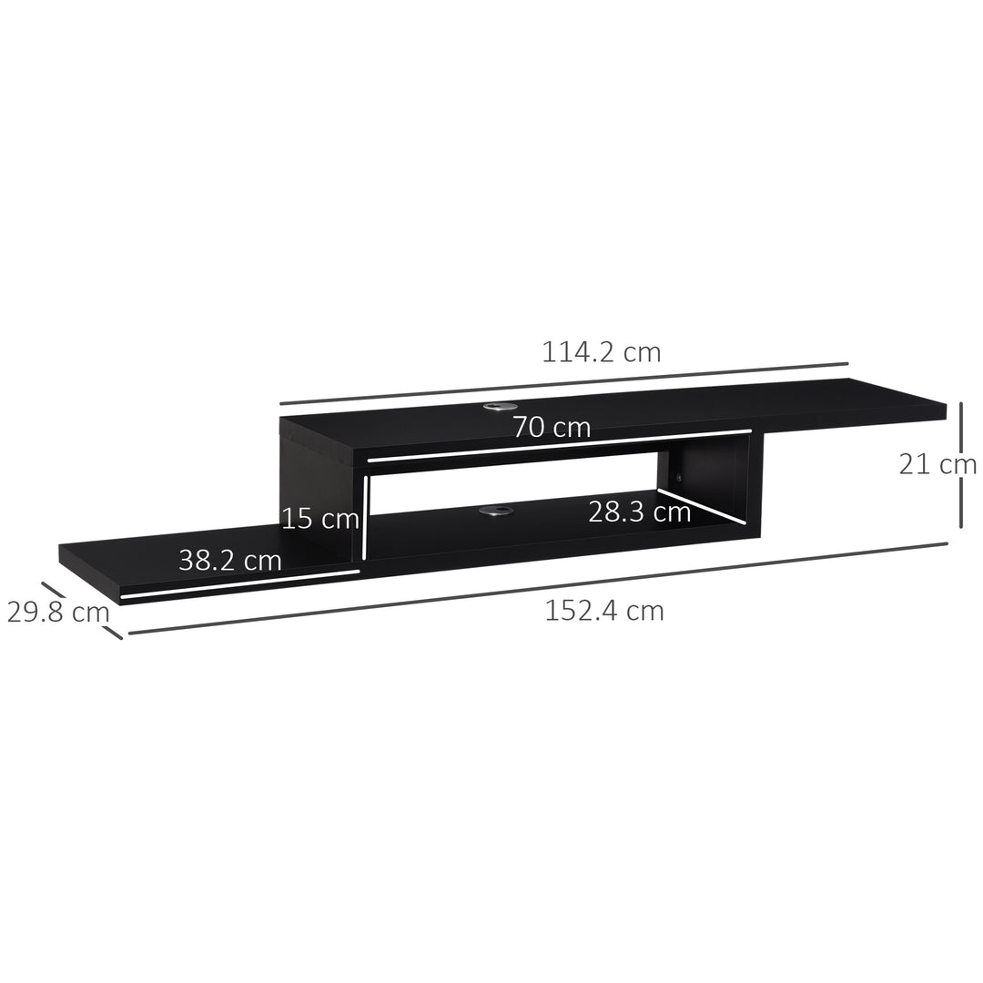 Floating TV Unit, Wall Mounted TV Stand with Open Shelf and 2 Cable Holes, Entertainment Unit for Living Room