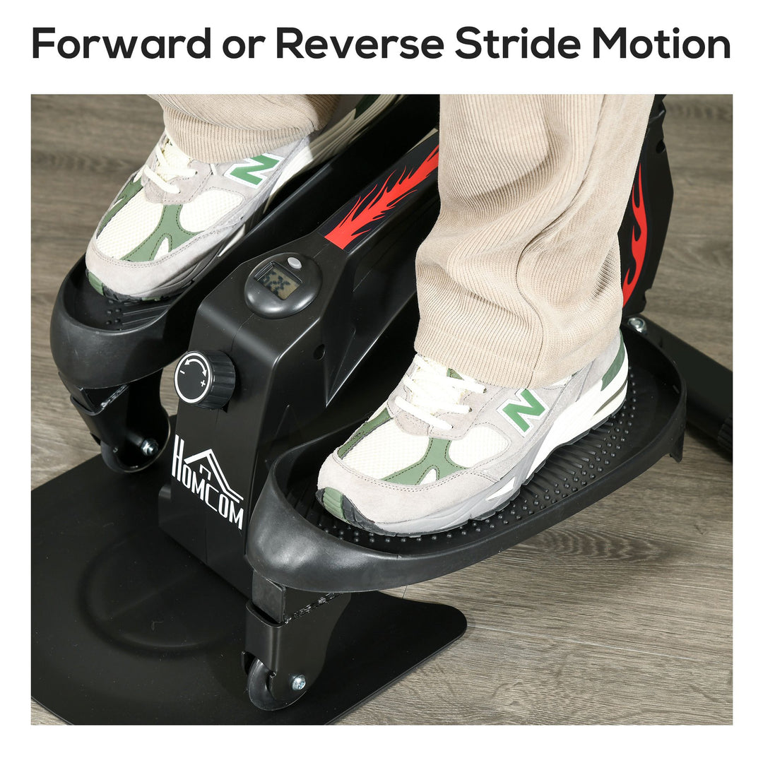 MCL Mini Manual Elliptical Bike, Compact Elliptical Cross Trainer Fitness Workout w/ LCD Monitor, Anti-Slip Pedals, Adjustable Resistance for Home Office