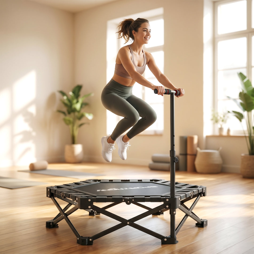 42" Foldable Mini Trampoline, One-Step Fold &amp; Open, Rebounder Trampoli