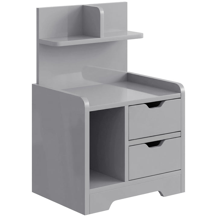 MCL Bedside Table, Small Bedside Cabinet with 2 Drawers and Storage Shelves, Modern Nightstand for Bedroom - Grey