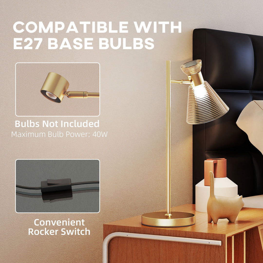 MCL Modern Table Lamp, Bedside Lamp with Adjustable Flower-Shaped Head and E27 Socket for Living Room Bedroom Study, Bulb Not Included, Gold Tone