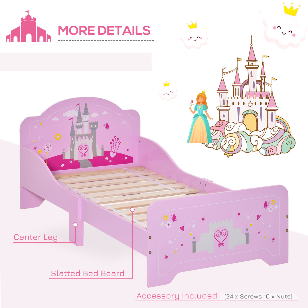 HOMCOM MDF Kids Castle Design Kids Single Bed Pink | Aosom UK