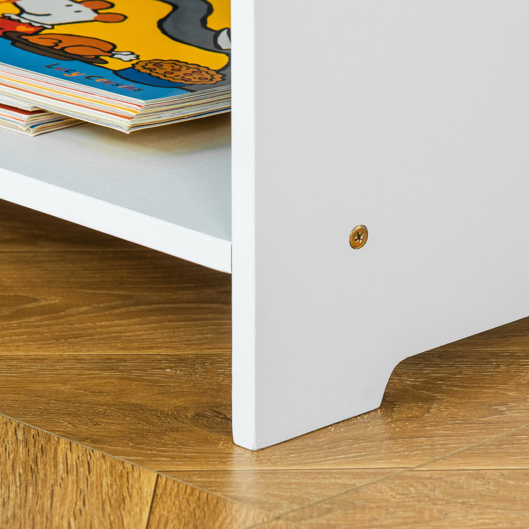 MCL 3 Pcs Kids Table & Chairs Set Mini Seating Furniture Home Playroom Bedroom Dining Room w/ Storage Drawers Safe Corners for 2-4 Years old White