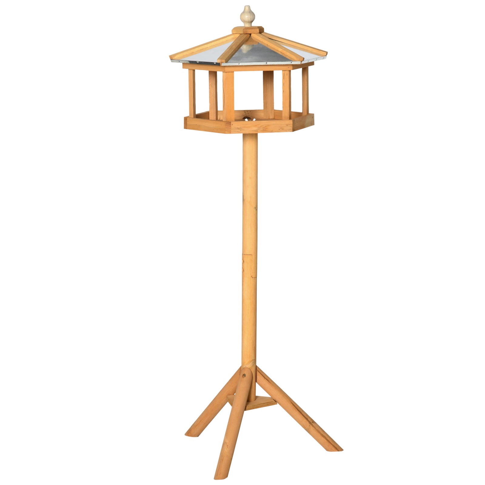 Wooden Bird Table Free Standing Feeder Garden Sheltered Feeding Station Parrot Stand Birdhouse Φ40x113cm