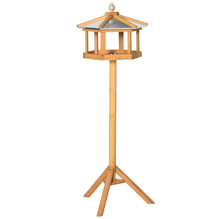 MCL Wooden Bird Table Free Standing Feeder Garden Sheltered Feeding Station Parrot Stand Birdhouse 40x113cm