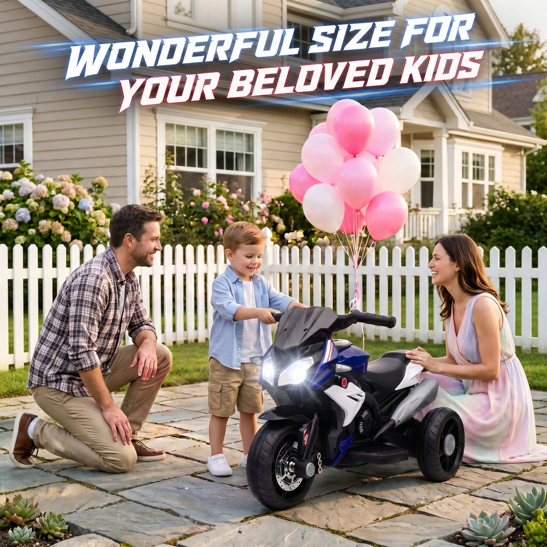 Kids Electric Motorcycle, 6V Ride on Motorcycle with 3 Wheels, LED Hea