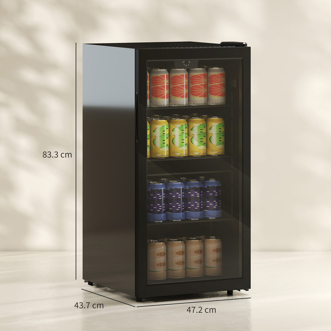 93L Drinks Fridge, 115 Can Freestanding Beer Fridge with Glass Door, Adjustable Shelves, LED Light, for Beer Soda