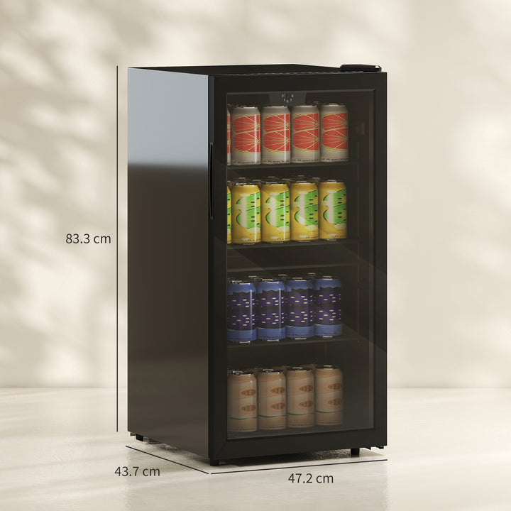 93L Drinks Fridge, 115 Can Freestanding Beer Fridge with Glass Door, Adjustable Shelves, LED Light, for Beer Soda