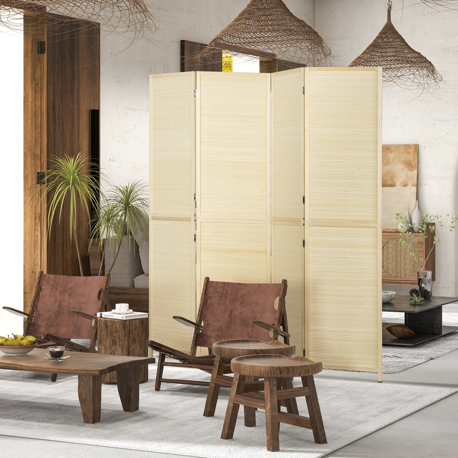 Room Divider, Freestanding Privacy Screen, 4 Panel Folding, 180 x 180c