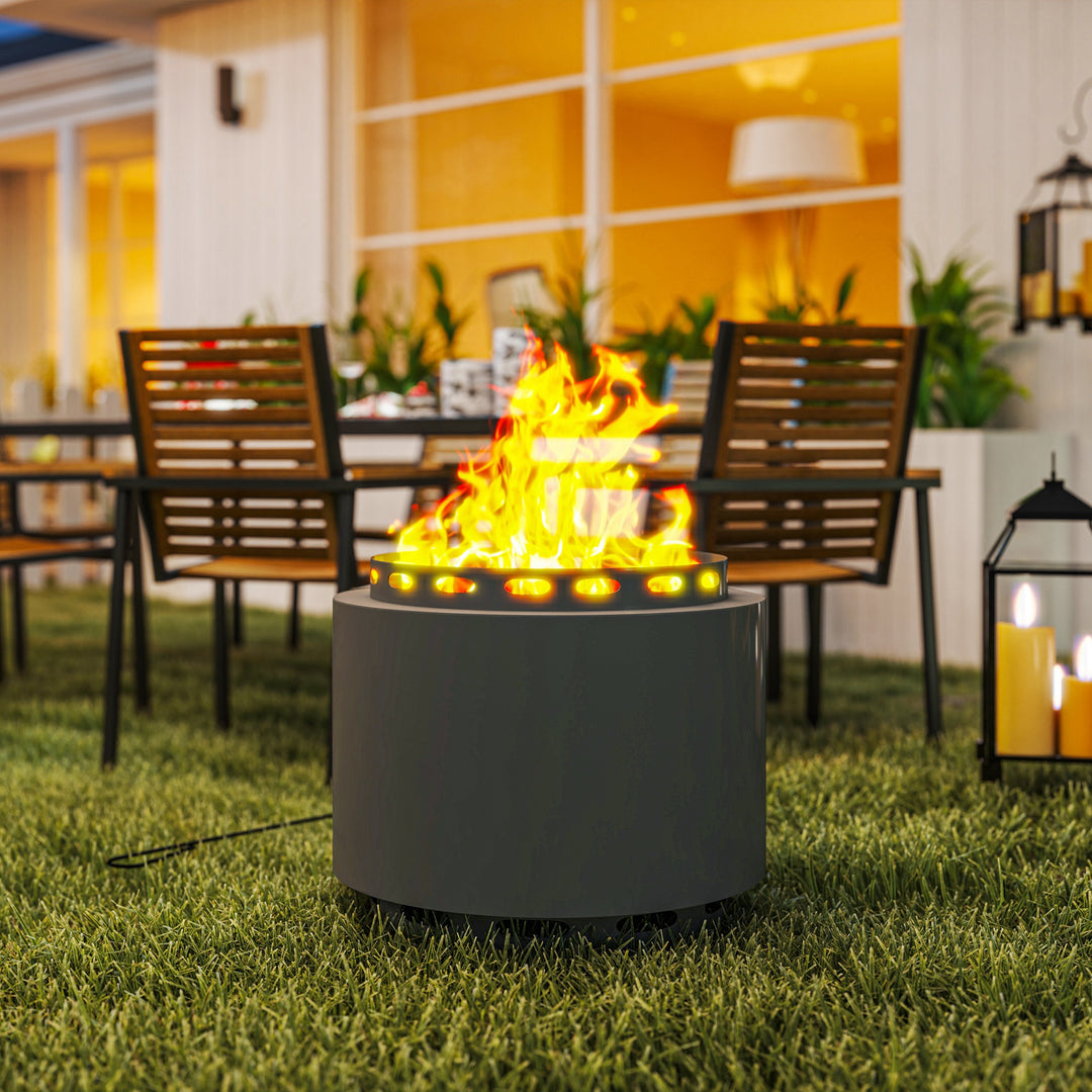 Smokeless Fire Pit, 48.5cm Portable Wood Burning Firepit with Poker fo