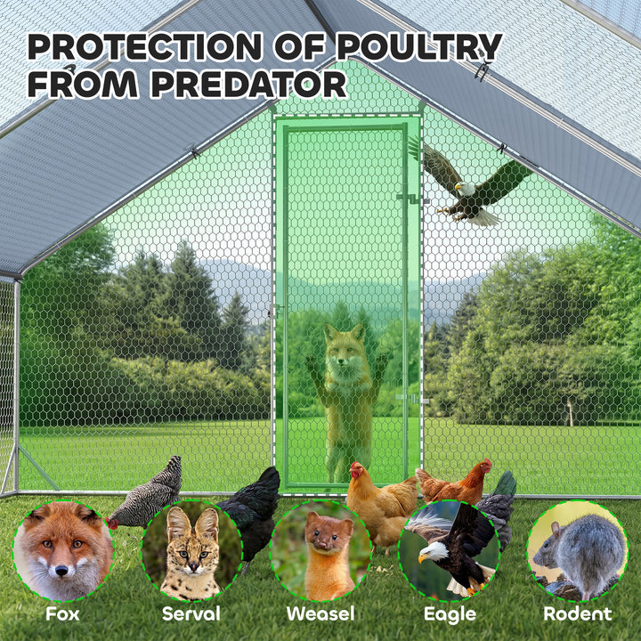 Chicken Run Galvanised Walk-in Chicken Coop Hen Poultry House Cage Rab