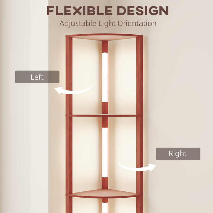Corner Floor Lamp for Living Room Bedroom with Dimmable Warm White LED Light, Modern Tall Standing Lamp, Brown