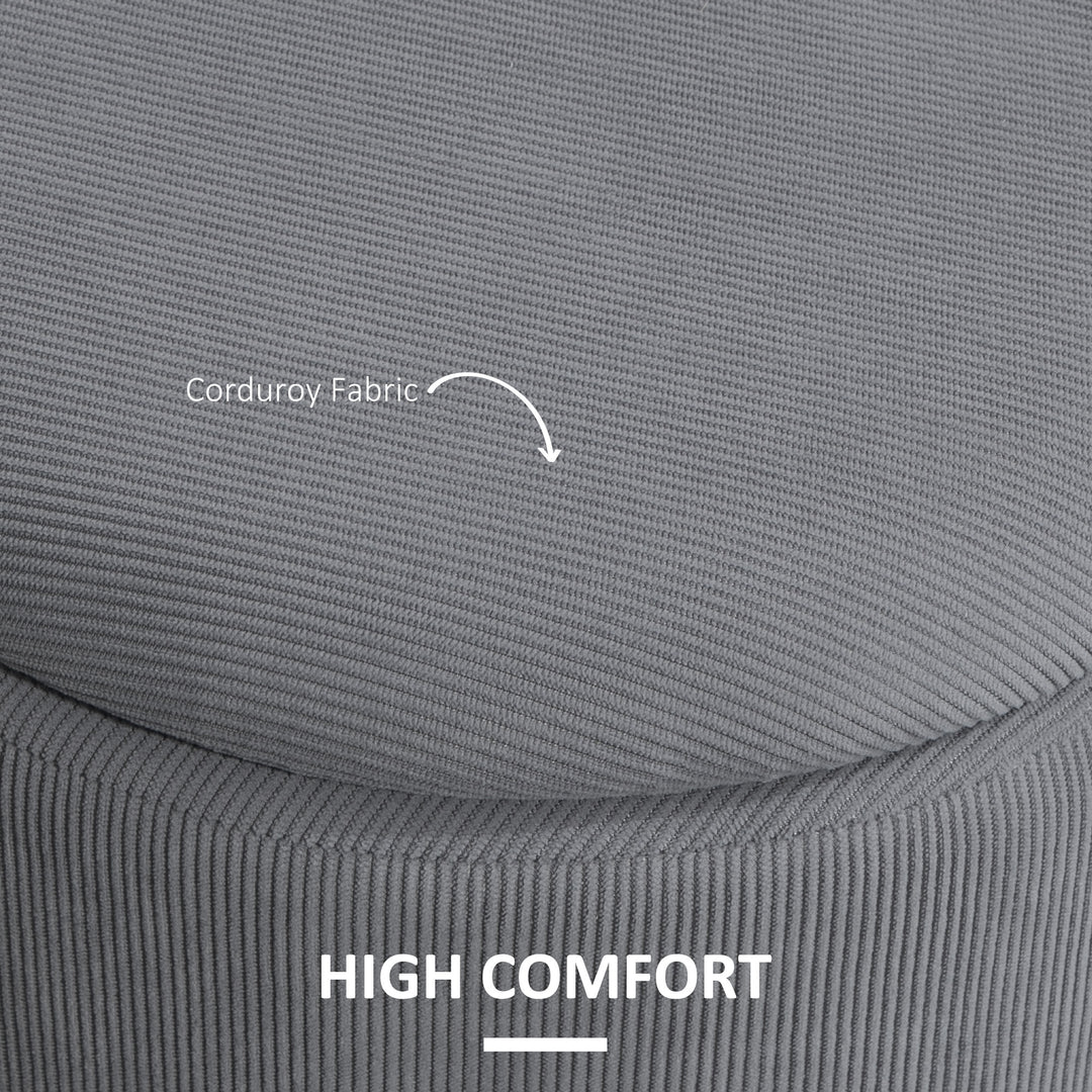 Set of Two Corduroy Storage Ottomans - Grey