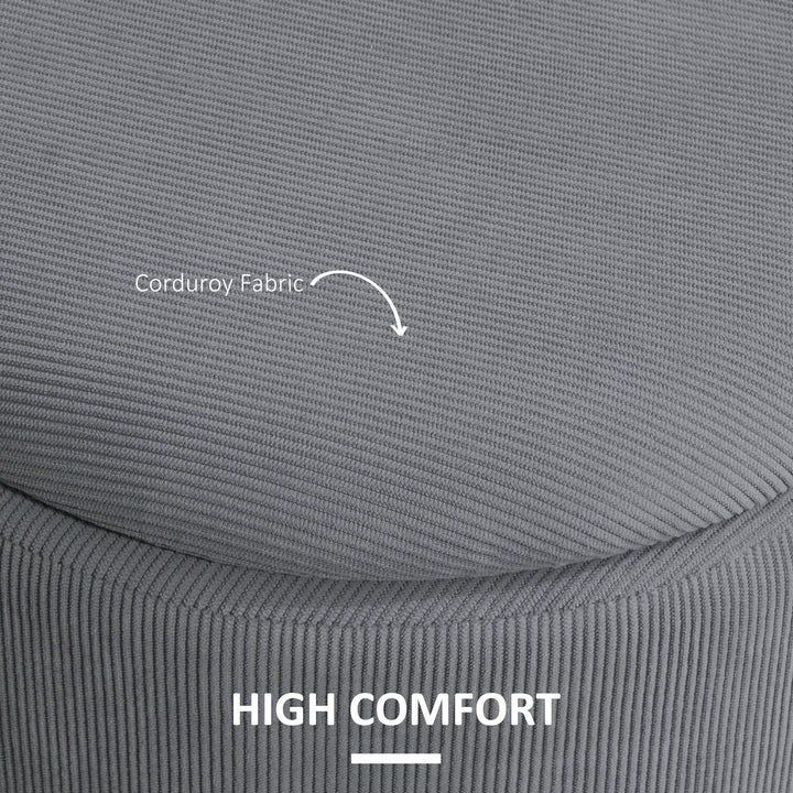 Set of Two Corduroy Storage Ottomans - Grey