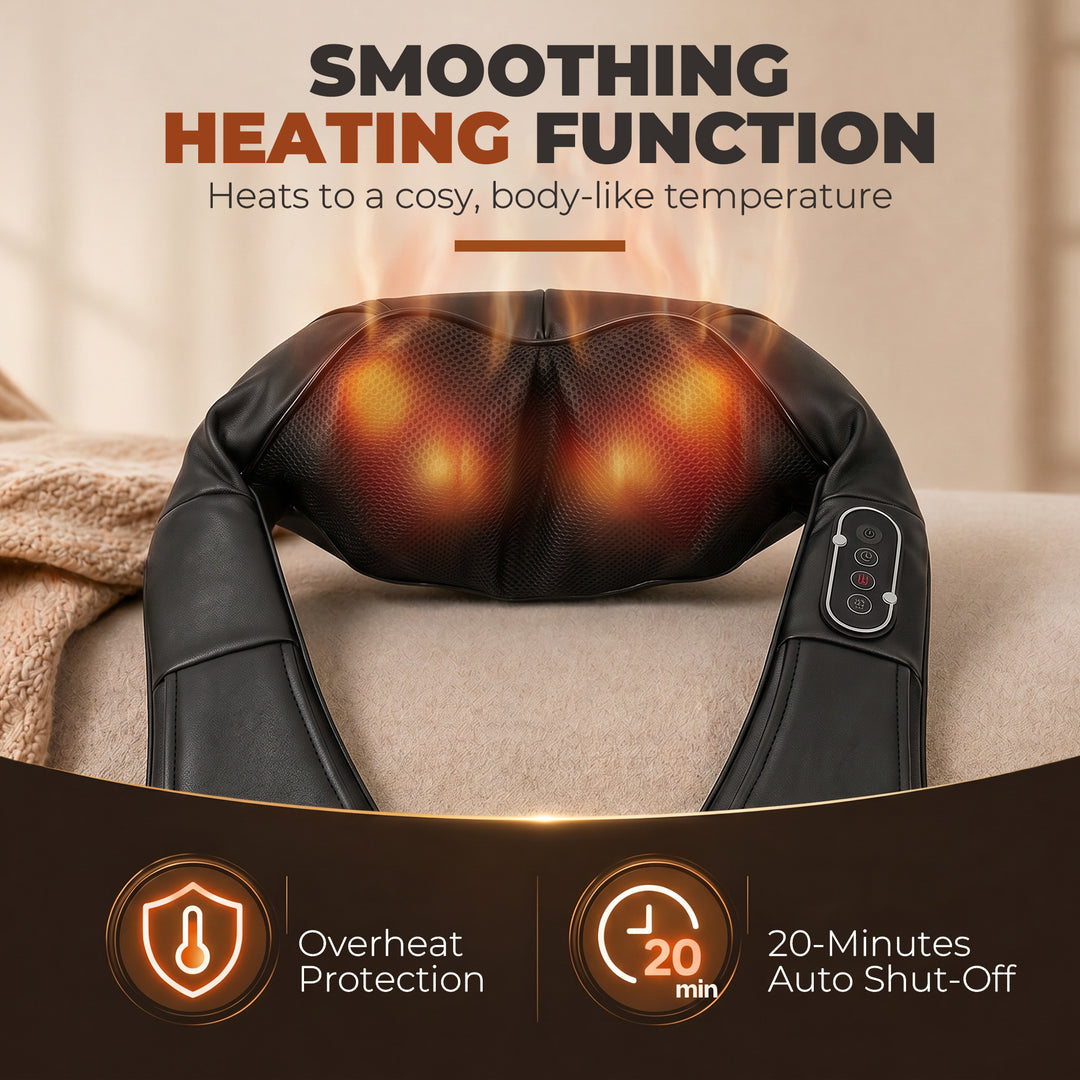 Neck and Shoulder Massager with Heat, Deep Tissue Shiatsu 3D Kneading 