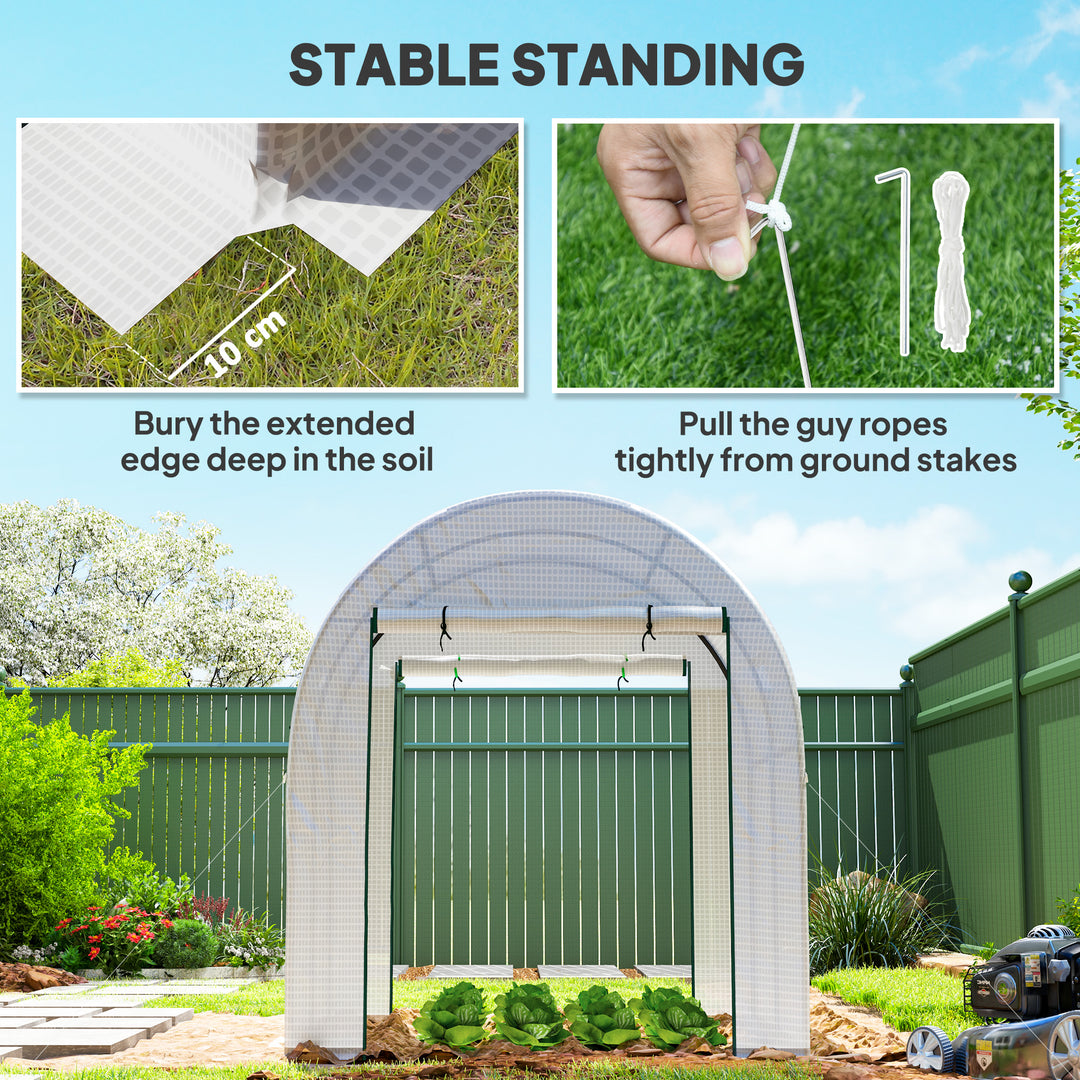 180 x 180cm Walk-In Polytunnel Greenhouse - White