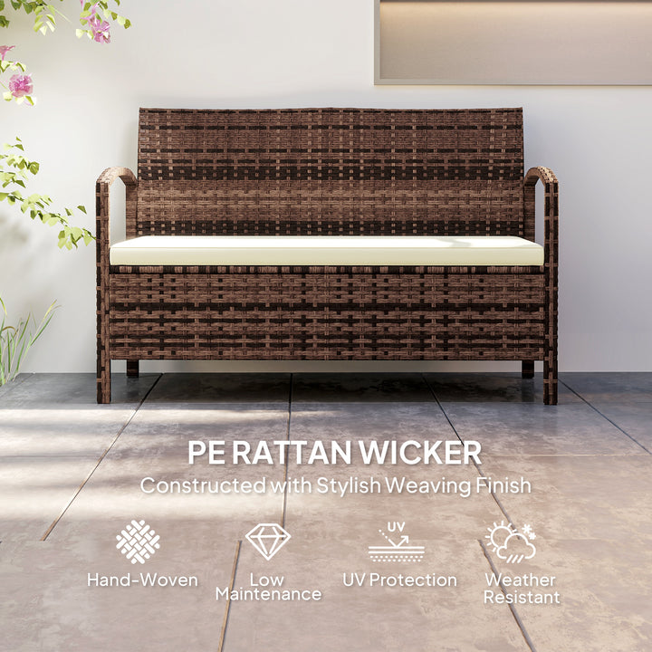 125L Storage Garden Bench, with Cushion - Brown