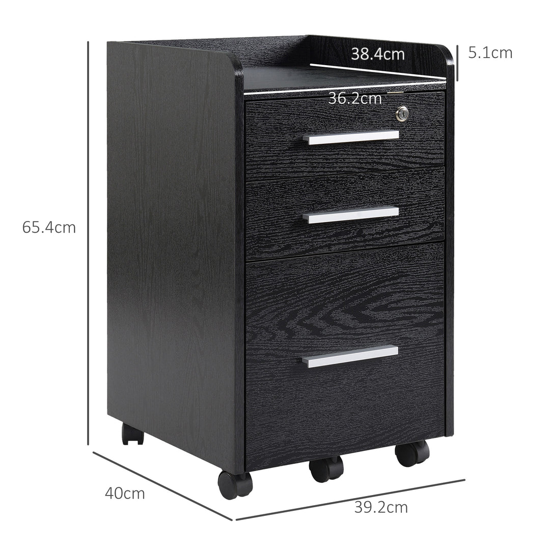 Three-Drawer Lockable Filing Cabinet - Black