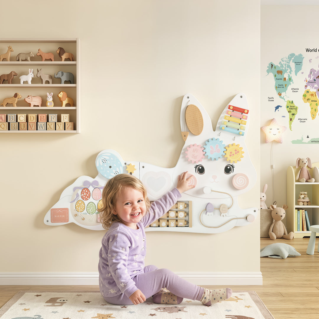 Easter Bunny Busy Board Panels, Montessori Wall-Mounted Toddler - view 2