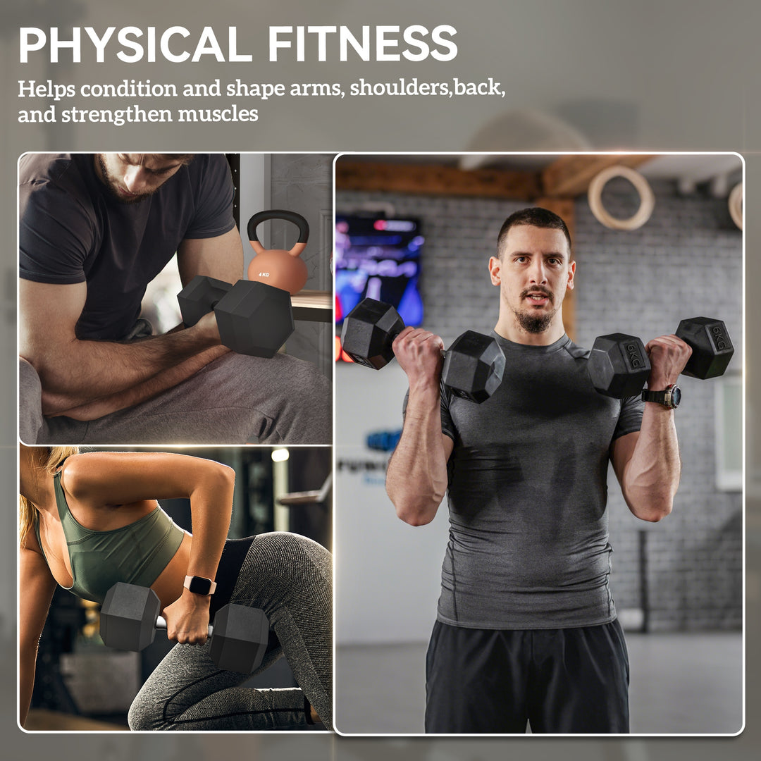 MCL 2x6kg Hex Dumbbells Set Rubber Dumbbells Weight Lifting Equipment Fitness Home Gym