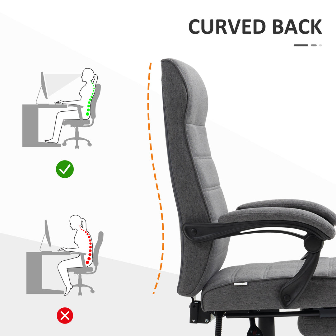Office Chair, Computer Desk Chair, Fabric Swivel Chair with Adjustable Height and Rolling Wheels for Home Office Work Study, Grey