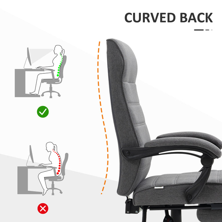 Office Chair, Computer Desk Chair, Fabric Swivel Chair with Adjustable Height and Rolling Wheels for Home Office Work Study, Grey