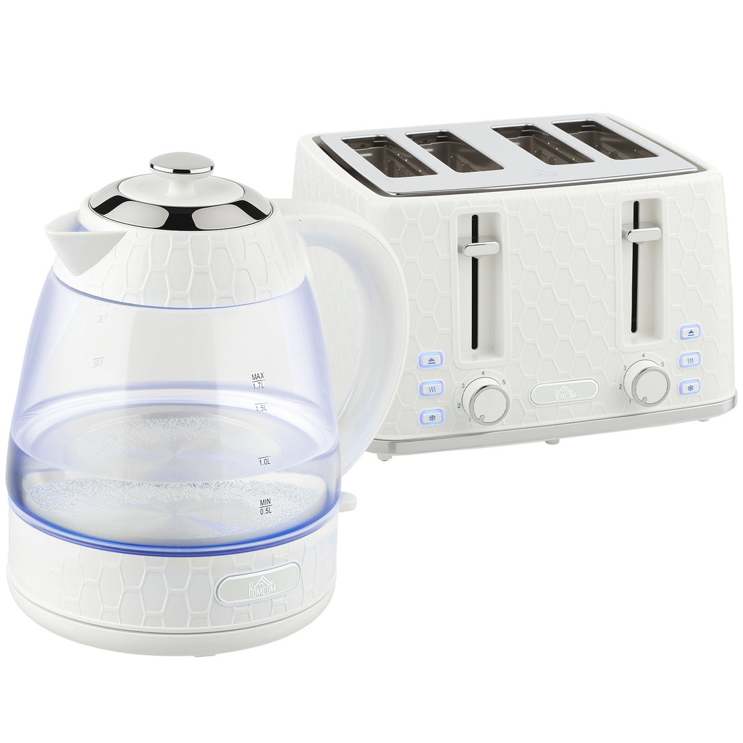 Kettle and Toaster Set, 1.7L 3000W Rapid Kettle with Strix Thermostat, 4 Slice Toaster with 7 Browning Controls