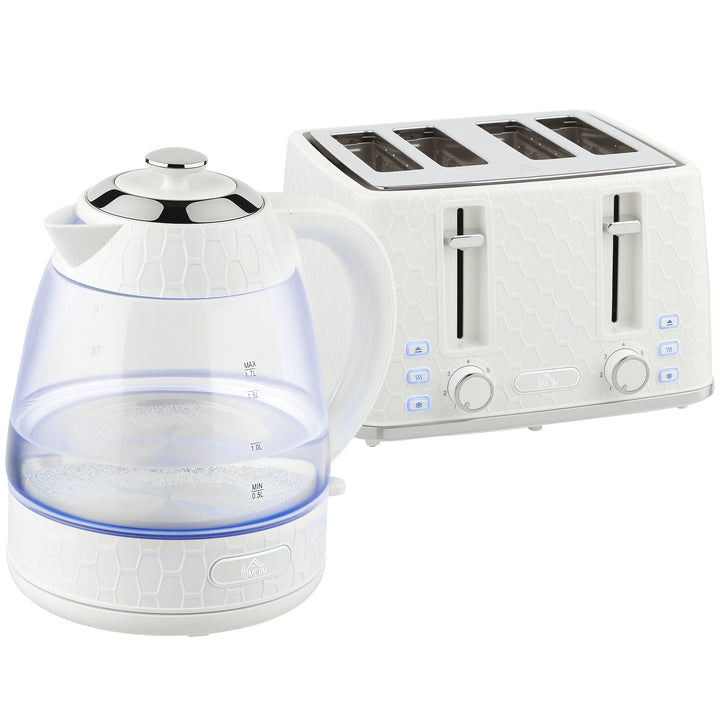 Kettle and Toaster Set, 1.7L 3000W Rapid Kettle with Strix Thermostat, 4 Slice Toaster with 7 Browning Controls